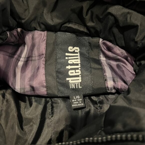 Details Intl Black Long Sleeve Hooded Coat Size L - Picture 10 of 10